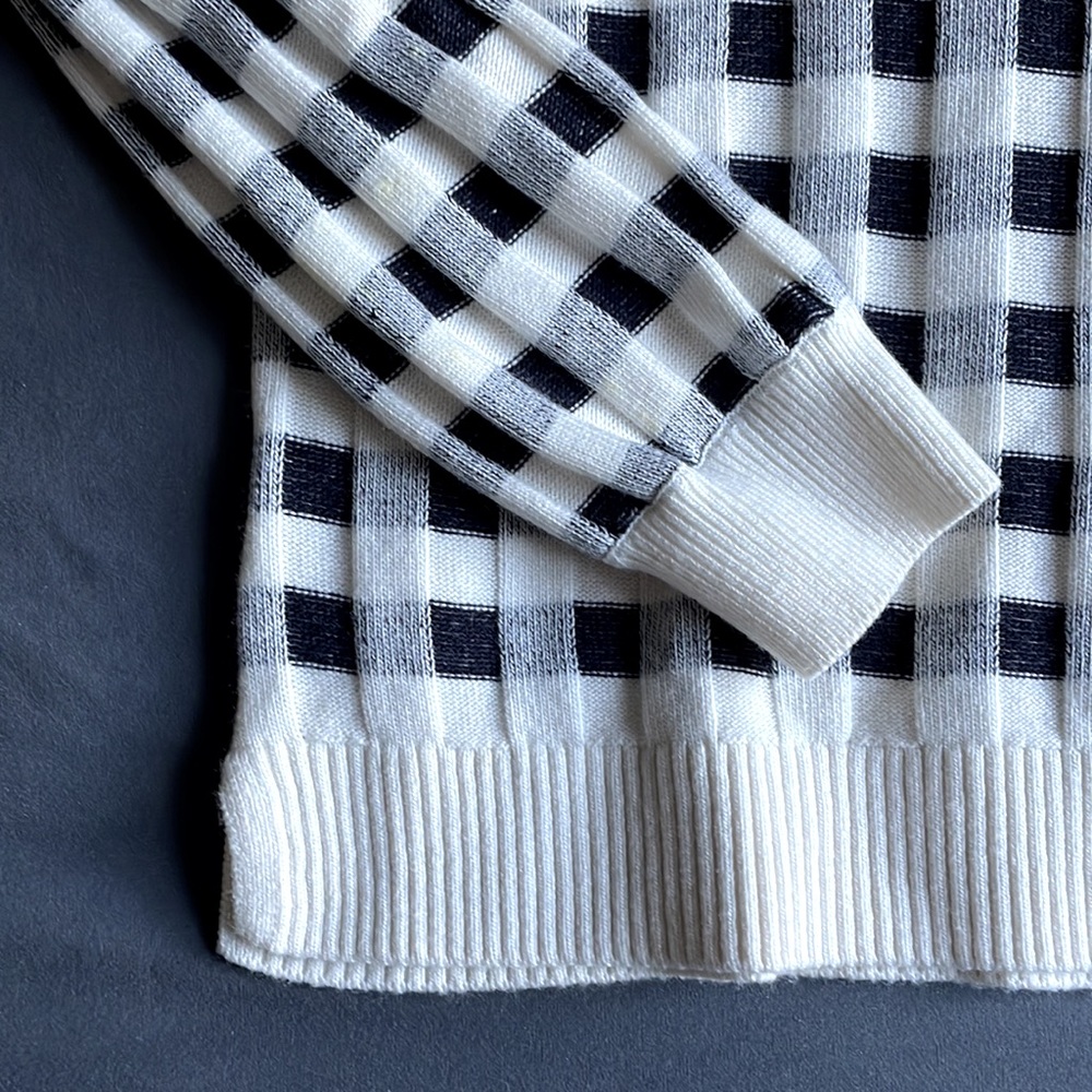 Navy Gingham crewneck Petite M - Picture 3 of 6
